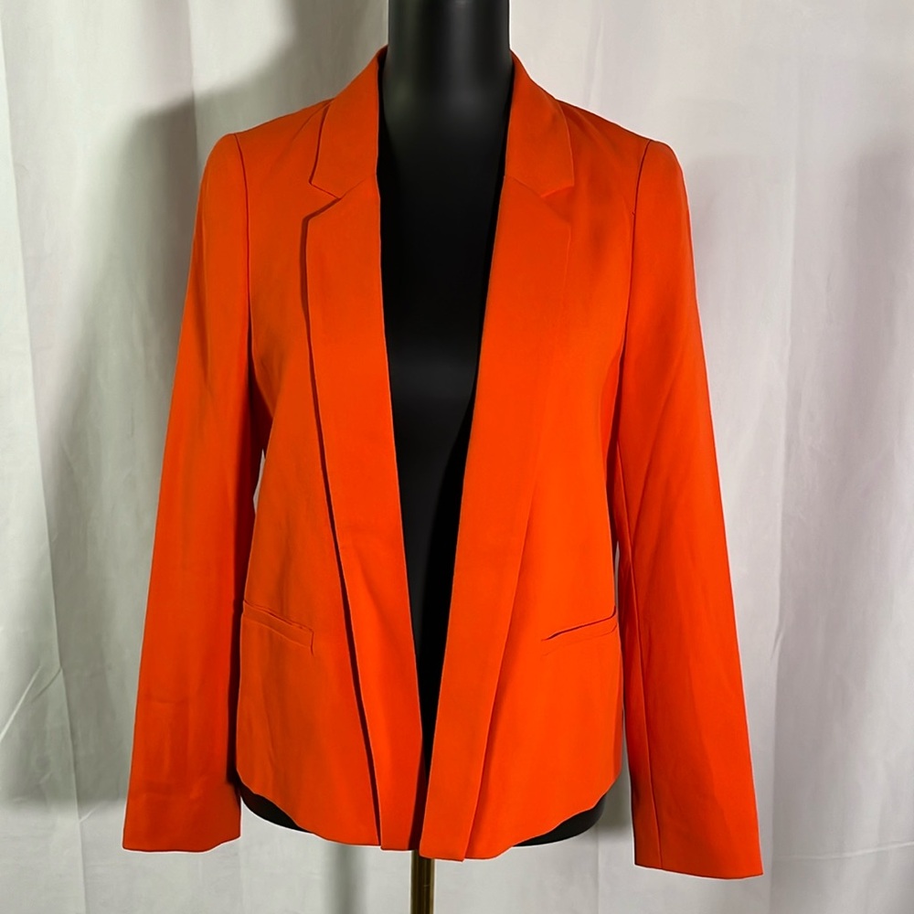 NWT Anthropologie See U Soon Orange-Red Open Front Cropped Blazer - Picture 2 of 16
